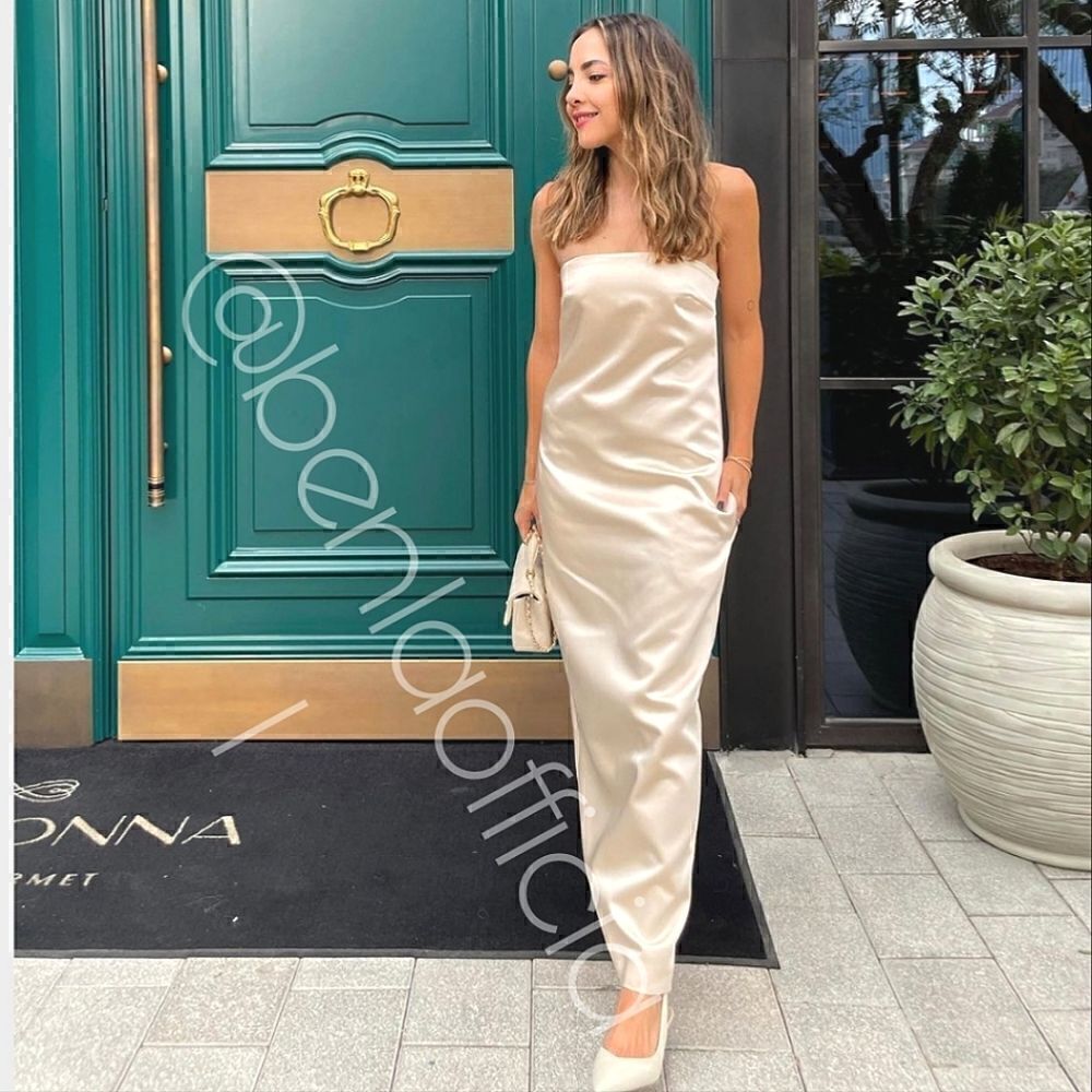SATIN EFFECT DRESS VANILLA ZARA - Picture 7 of 16